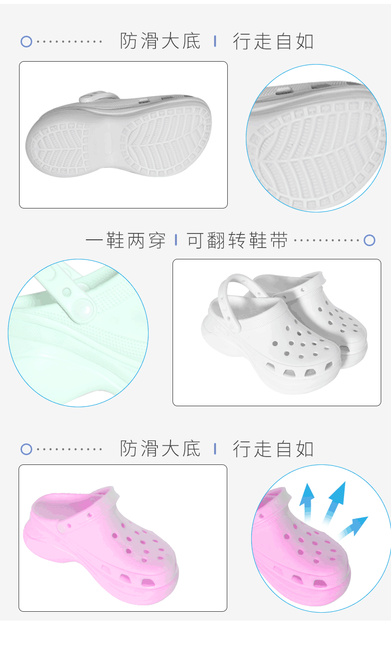防滑大底，行動自如，一鞋兩穿，可翻轉(zhuǎn)鞋帶